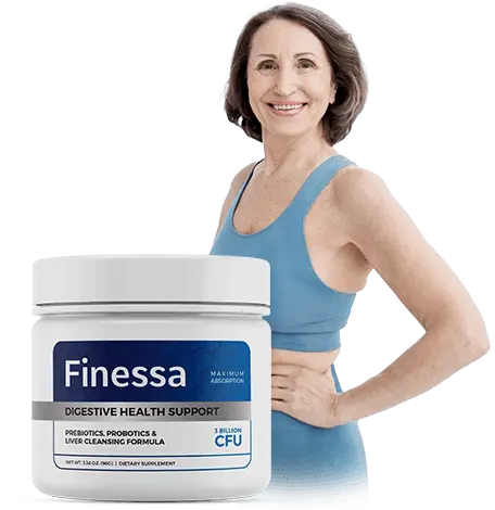 Woman with Finessa digestive health supplement